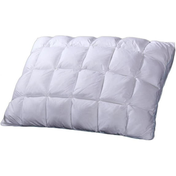 sheetsnthings French Bread Firm Neck Support, 600TC-Cotton Shell Goose Down Fill, Standard Size Pleated Bed Pillow, Single