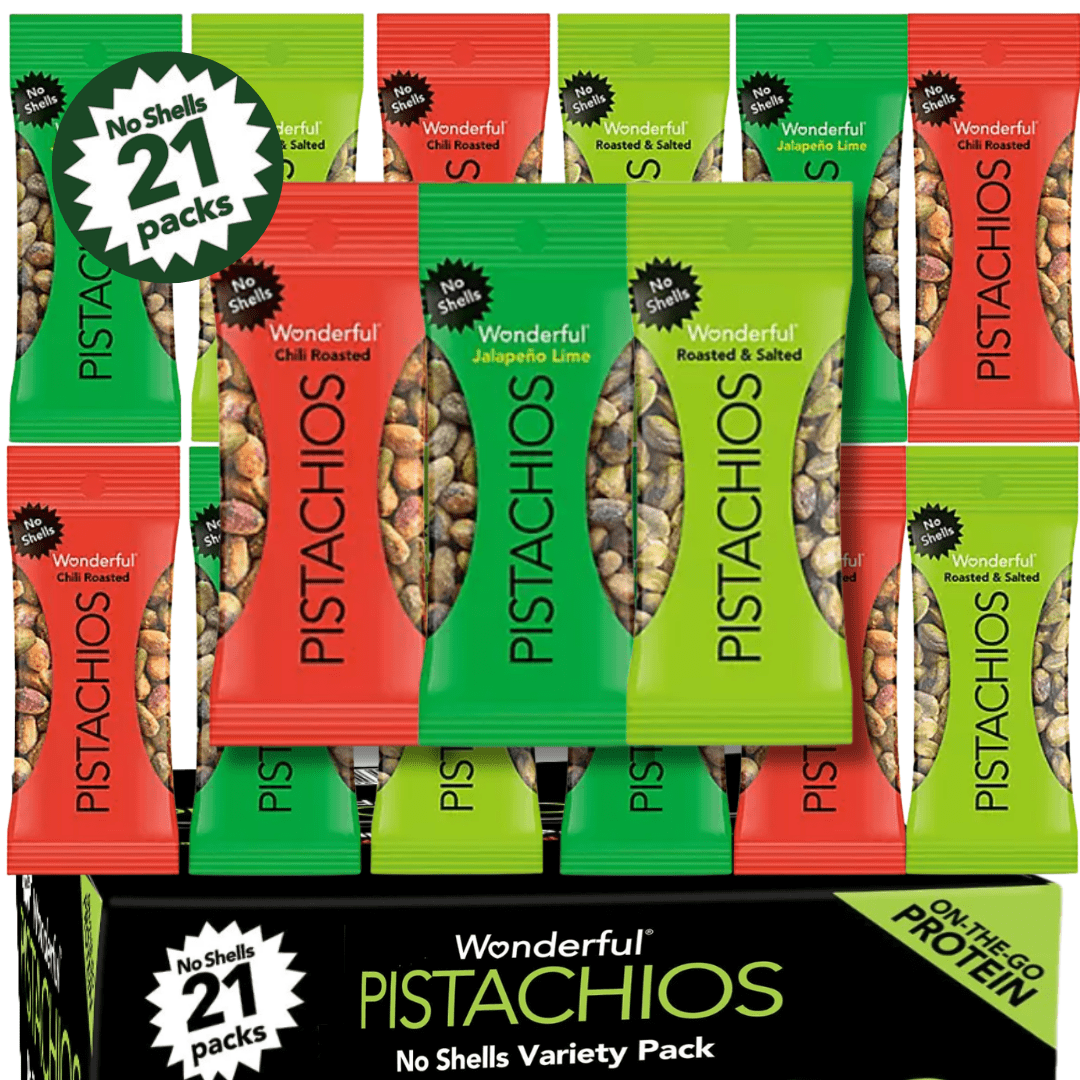 No shell Pistachio Variety Pack – 21 Individual Snack Packs, Roasted & Salted Pistachios, Convenient Single Serve Nut Snacks for On-the-Go, Lunches & Vending