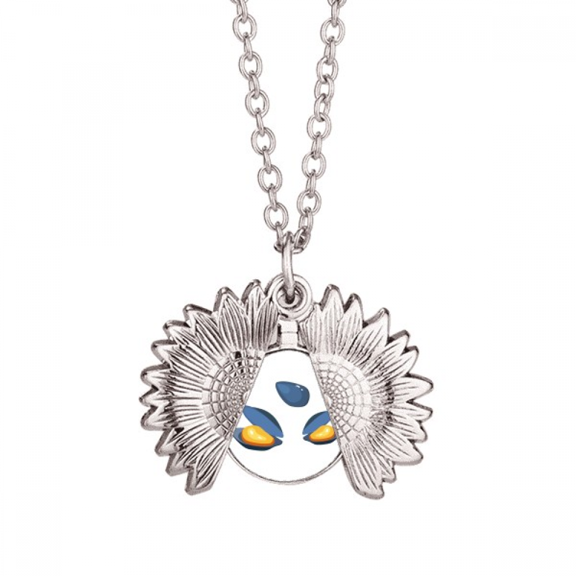 shell scallop oyster painting sunflower necklace pendant locket jewelry