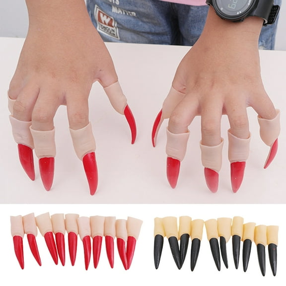 shenmeida 10Pcs Nail Claws False Nail Claw Cosplay Nail Finger Tips Party Halloween Prop Talon Finger Fingertip Claw Nails Halloween Props for Festival