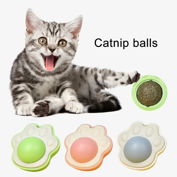 shenmeida Catnip Ball Bite-resistant Smooth Edge Rotating No Preservatives Relieve Boredom Oral Care Catnip Ball Edible Cat Lick Treats Toy Puppy Supplies