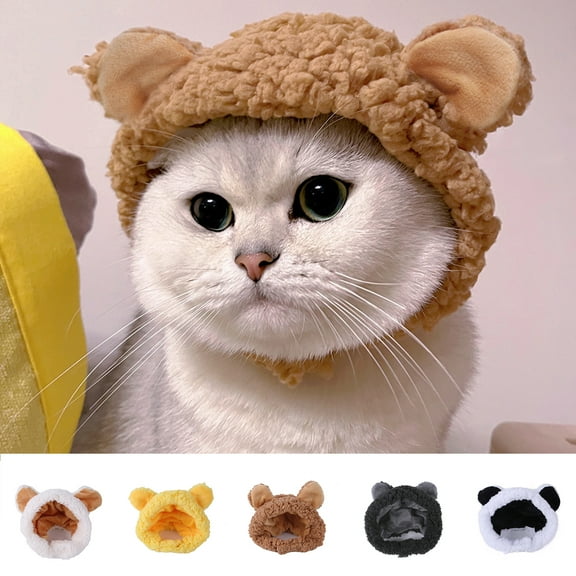shenmeida Dog Cat Bear Shape Plush Cap, Grooming Accessories Apparels Puppy Cartoon Costume Accessories