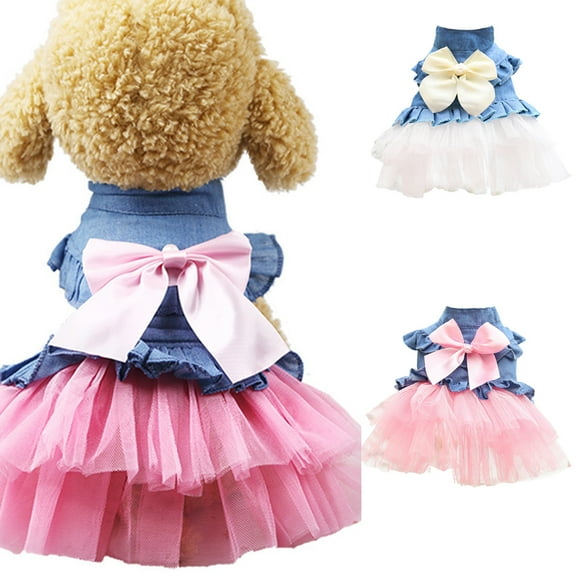 shenmeida Dog Dresses Mesh Edge Pullover Spring Summer Dog Dress Cat Dress Dog Sleeveless Clothes for Outdoor