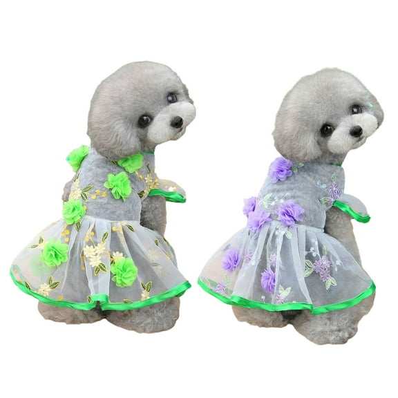 shenmeida Flower Net Yarn Dog Dress Cat Princess Costume Puppy Tutu Floral Clothes Puppy Skirt for Cats Teddy Dog Small Medium Dogs
