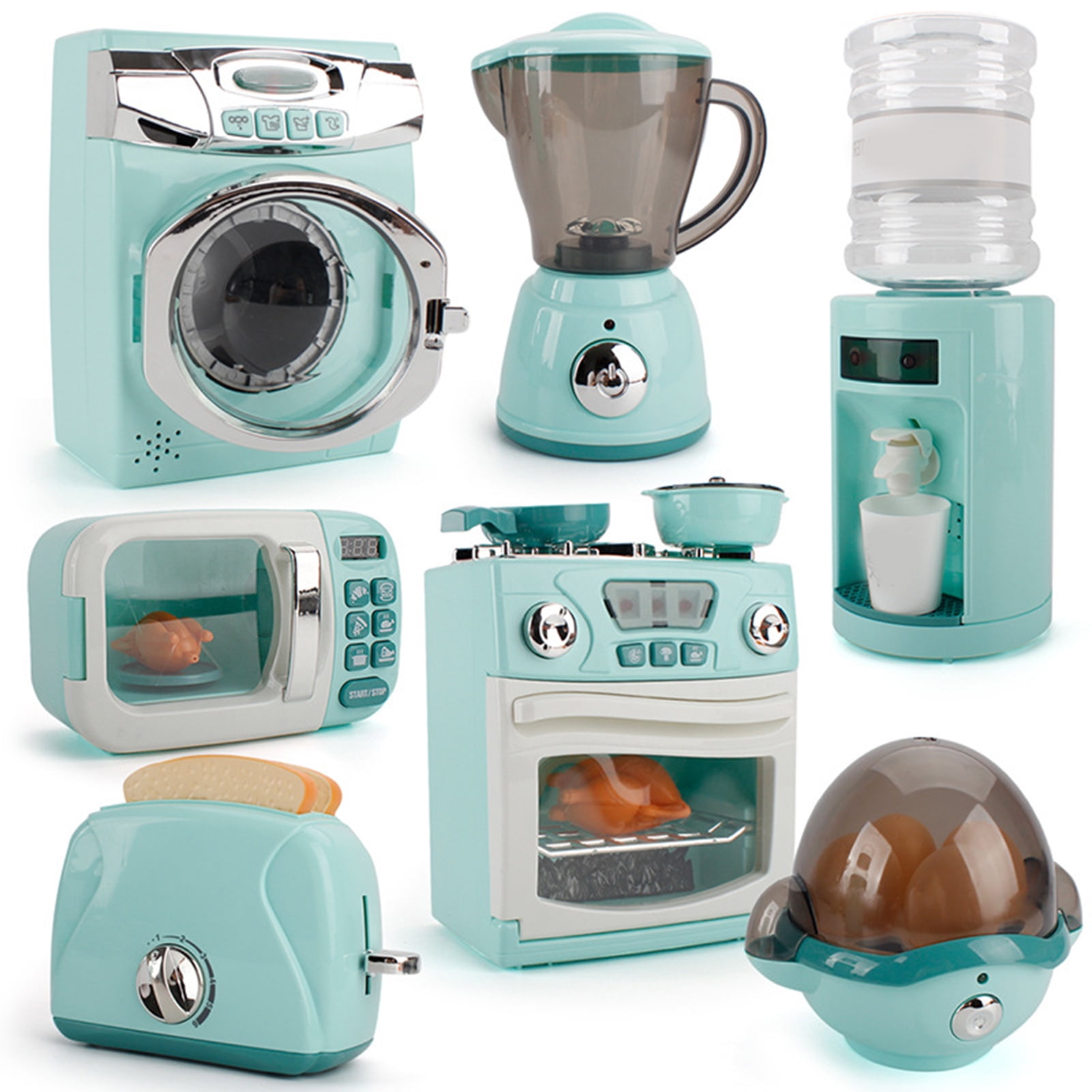 Wooden Toy Kitchen Utensils Play Toaster Juicer Blender Pretend Mixer  Microwave