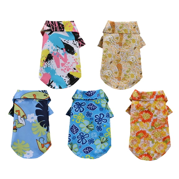 shenmeida Pet Summer T-Shirts Hawaii Style Floral Dog Shirt Hawaiian Printed Pet T-Shirts Breathable Cool Clothes Beach Seaside Puppy Shirt Sweatshirt for Small Puppy