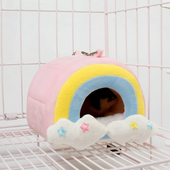 shenmeida Plush Cozy Hamster Bed with Hanging Hook, Solid