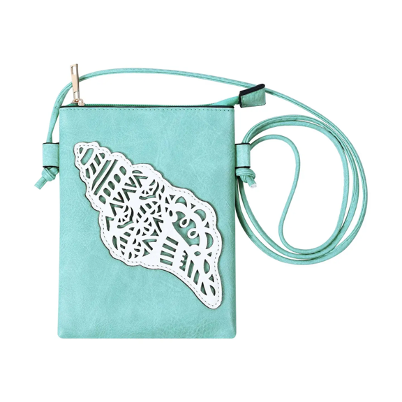 shine mark Crossbody Cellphone Bag Sea Shell Aqua