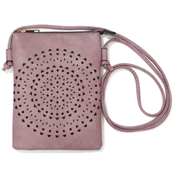 shine mark Crossbody Bag with Flip Cover Circle Cut Plum