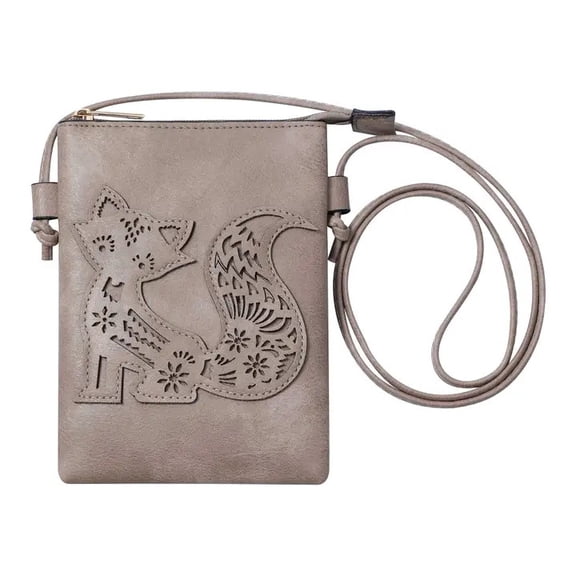 shine mark Crossbody Cellphone Bag Fox Laser Cut Tan