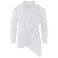 thumbnail image 1 of shirts for men winter vintage asymmetric pile heap collar solid long sleeve tops shirt, 1 of 4
