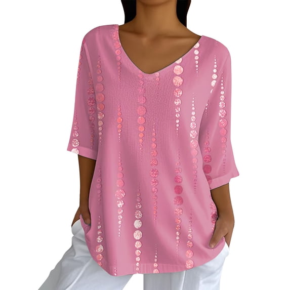 shirts for women Breast Cancer Awareness Print V-Neck T-Shirt
