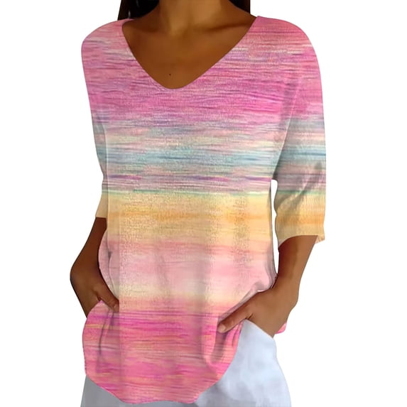 shirts for women Breast Cancer Awareness Print V-Neck T-Shirt