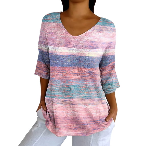 shirts for women Breast Cancer Awareness Print V-Neck T-Shirt