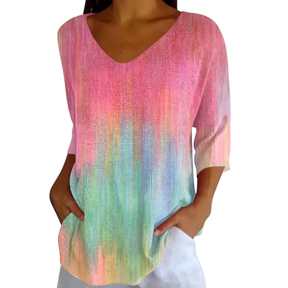 shirts for women Breast Cancer Awareness Print V-Neck T-Shirt