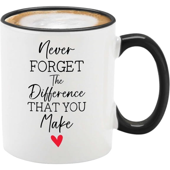 shop4ever Personalized Appreciation Coffee Mug Never Forget the Difference That You Make Inspirational Quote Design Black Handle 11 oz Ceramic Coffee Cup Teacher Coworker Mentor Thank You Gift