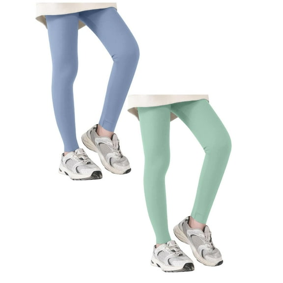 shoper 2 Pack Girls Black Leggings Size 7-8 Kids High Waist Stretch Seamless Athletic Dance Yoga Pants with Pockets Athletic Pants Pink 10-12 Years Back to School Clothes