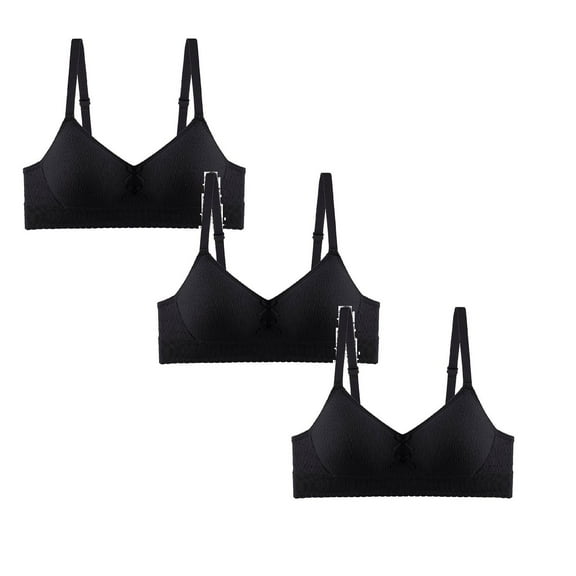 shoper 3 Pack Girls Training Bras with Bow Adjustable Strap Youth Bras Sports Small Cup Bras for 9-14 Year Olds