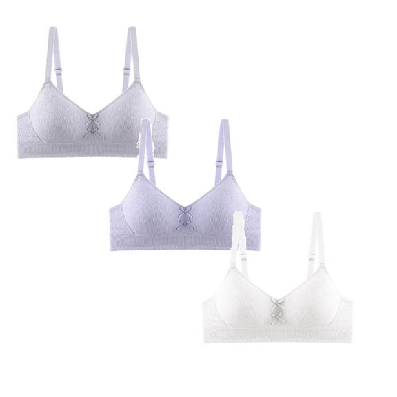 shoper 3 Pack Girls Training Bras with Bow Adjustable Strap Youth Bras Sports Small Cup Bras for 9-14 Year Olds
