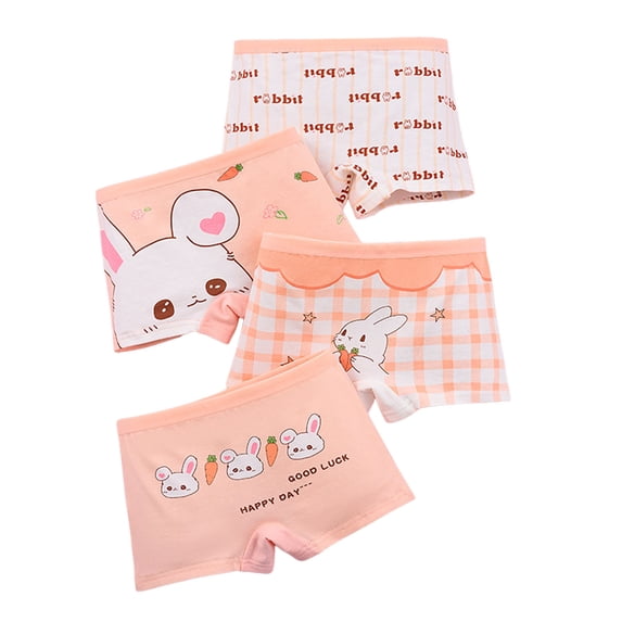 shoper 4 Pack of Girls' Basic Briefs Printed Comfort Fit Everyday Use Pink L