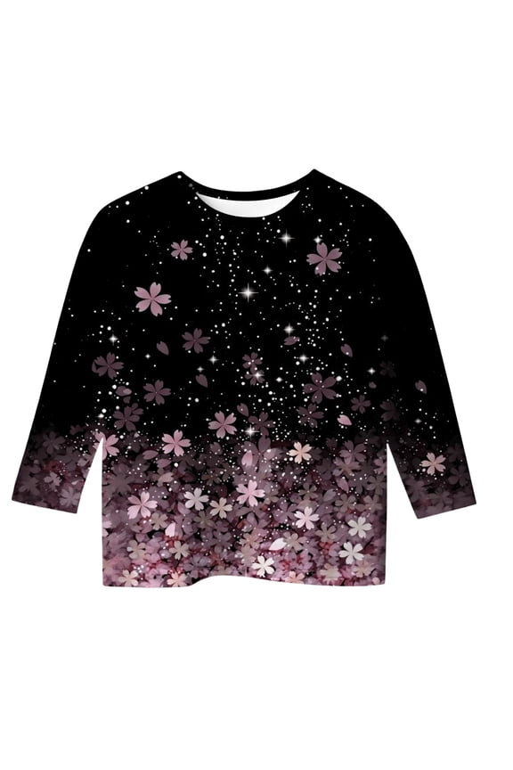 4t Shirt 3/4 Length Sleeve Tee Shirt Cute T-Shirts Toddler To Big Kid Sizes Teenage Girl Clothes Trendy