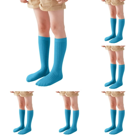 shoper 5 Pack Kids Socks for Boys and Girls Knee High Socks Cable Knit School Uniform Socks Cotton Kids Dress Socks 1-12T