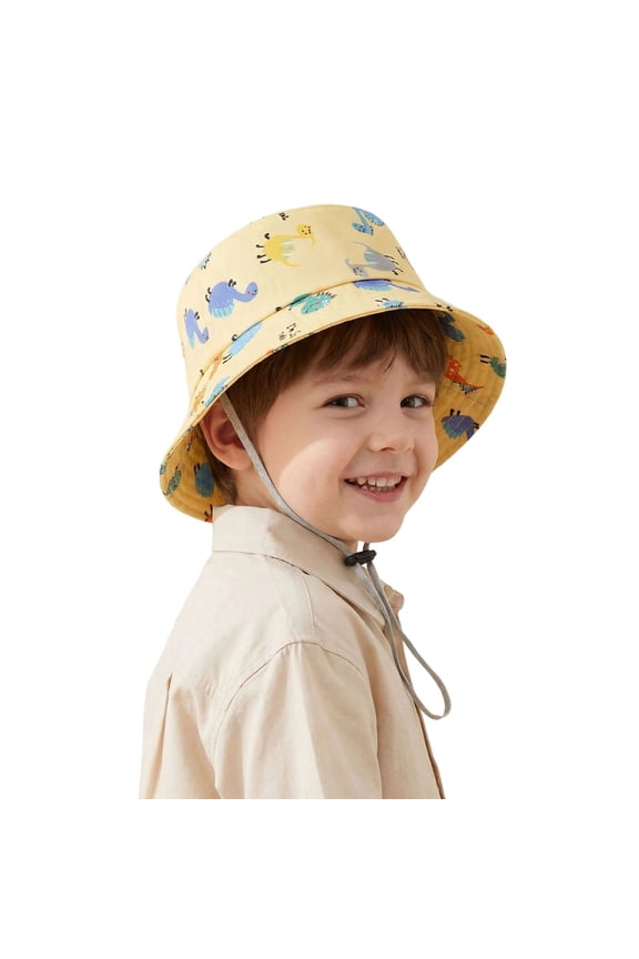 Adjustable Kids Sun Hat with Wide Brim UPF 50+ Foldable Design for Outdoor Summer Beach Activities