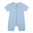 thumbnail image 1 of shoper Baby Boy Romper Short Sleeve Onsies Soft Cotton Baby Bodysuits Jumpsuits with Zipper for Boys and Girls Nightwear Everyday One Piece Outfit Light Blue 3, 1 of 2