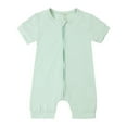 thumbnail image 1 of shoper Baby Boy Romper Short Sleeve Onsies Soft Cotton Baby Bodysuits Jumpsuits with Zipper for Boys and Girls Nightwear Everyday One Piece Outfit Light Green 24, 1 of 2