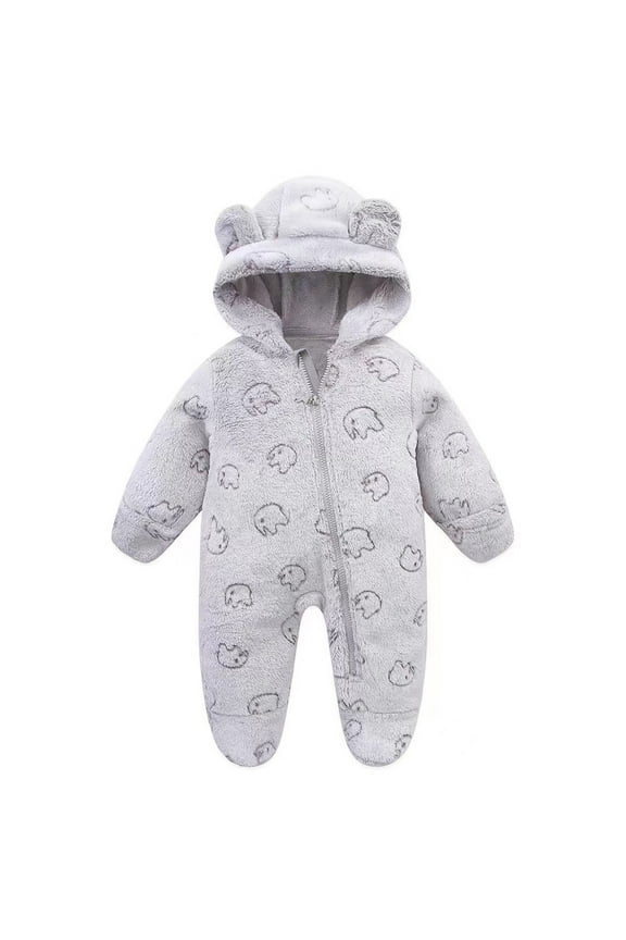 Baby Boys Snowsuit Winter Warm Bear Suit Cozy Outerwear Soft Jacket with Hood for Toddler
