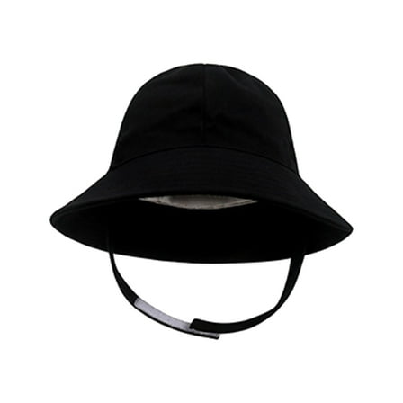 shoper Baby Bucket Hat 0-3 Months Wide Brim Solid Color Adjustable Fashion Caps with Chin Strap Beach Hat for Baby Little Girls Boys Outdoor Black L