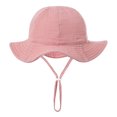 thumbnail image 1 of shoper Baby Bucket Hat with Adjustable Chin Strap Solid Color Wide Brim Soft Sun Hat Summer Outdoor Play Hat for Toddler Baby Boys Girls Pink One Size, 1 of 4