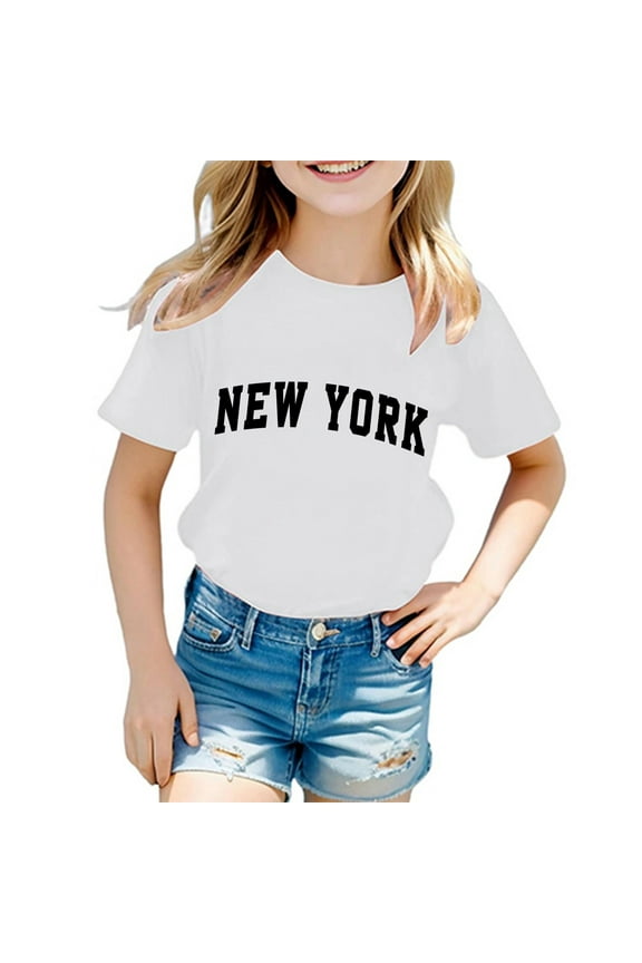 Baby Girl Shirts 3t Cowl Neck Shirt Printed Pattern Loose Short Sleeve Vacation Tops Toddler Girl Clothes White 110
