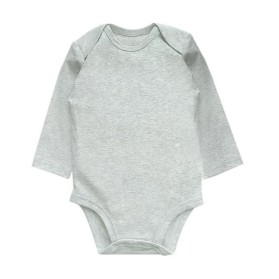 shoper Baby Girls Bodysuits Solid Color Crew Neck Long Sleeve Onesie Soft Cotton Baby Clothes Unisex Baby Rompers Light Gray 18M
