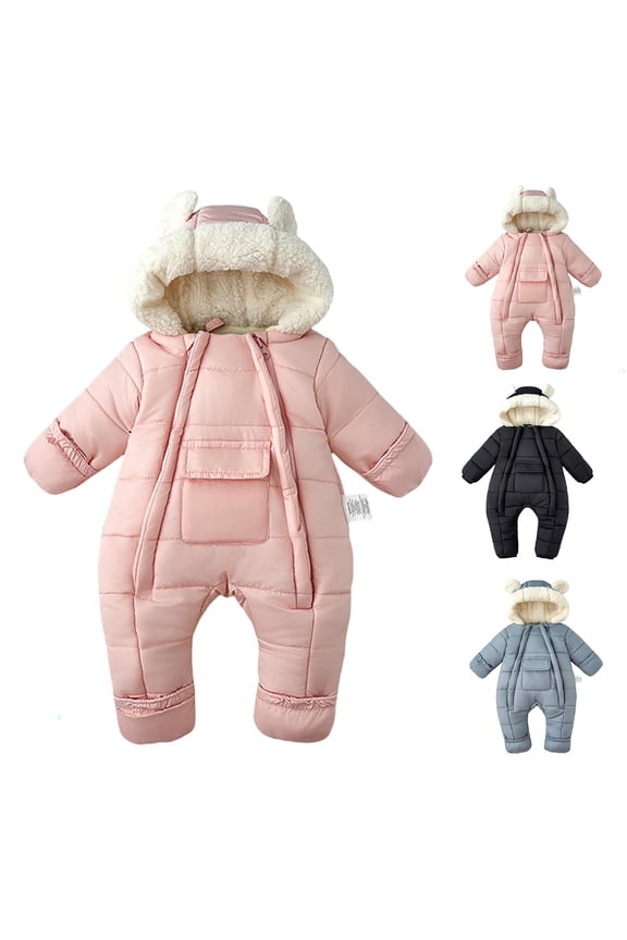 Baby Snowsuit Girl Winter Coat and Snow Pants Set Overall Windproof Ski Suit Ski Outfit Light Pink 80