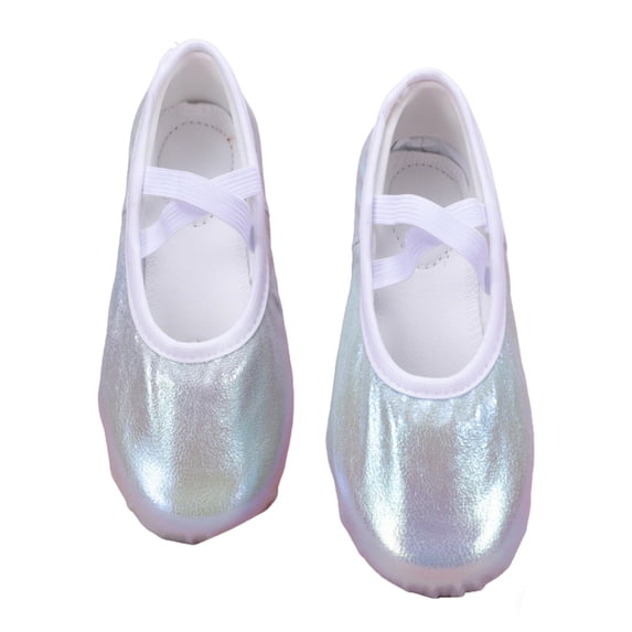 shoper Ballet Shoes for Girls Sparkle Slip-on Ballet Flats Soft Split Sole Dance Slipper for Toddler/Little Kid/Big Kid Green