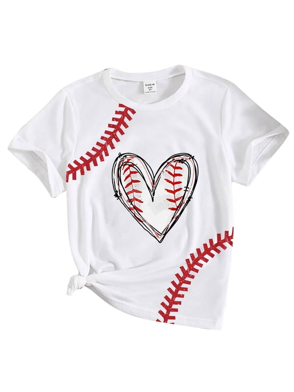 Baseball T Shirts for Kids Baseball Tshirt Softball Graphic Tee Tops Game Day Gifts Casual Short Sleeve Tops for Boys and Girls (Hot Pink)