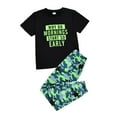 thumbnail image 1 of shoper Boy Summer Clothes Pajamas Outfits Cartoon Short Sleeve T-Shirts & Pants Casual Loungewear Sleepwear Kid Outfits 2 Piece Size 13-14 Years, 1 of 2