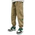 thumbnail image 1 of shoper Boys Cargo Pants Size 10-12 Loose Fit with Drawstring Pull-On Comfy Trousers Lounge Pants Pants for Spring Summer Kids Khaki 150, 1 of 6