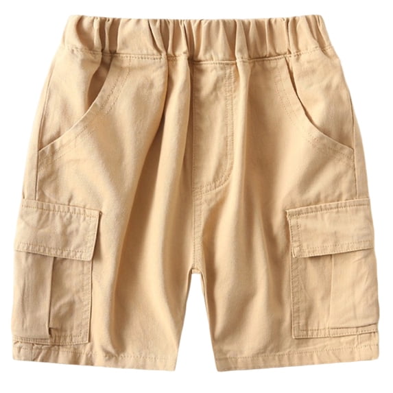shoper Boys Cargo Shorts, Outdoor Quick Dry Hiking Shorts, Solid Color Lightweight Athletic Short with Pockets Khaki 140