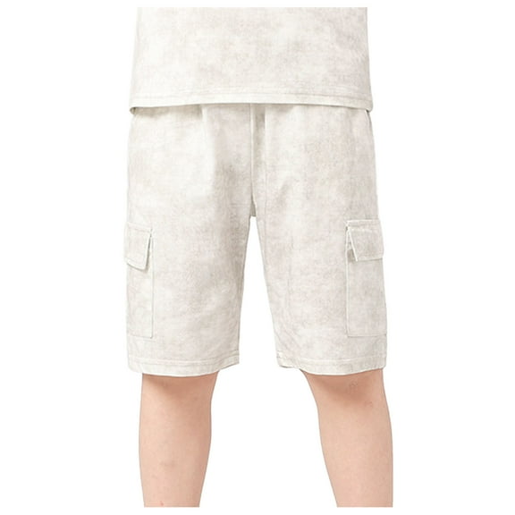 shoper Boys Cargo Shorts Size 16 Waist Drawstring Tie-Dye Pull on Cotton Shorts Soft Pajama Shorts Boys' Comfortable Summer Clothes Beige 120