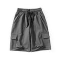 thumbnail image 1 of shoper Toddler Boys Cargo Shorts Solid Color Fashion Pull-On Elastic Waistband Boys Board Shorts Boys Summer Clothes Grey 120, 1 of 5