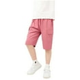 thumbnail image 1 of shoper Boys Cargo Shorts Youth Quick Dry Lightweight Solid Color Pull-On Hiking Shorts for Sports Outdoor with Pockets Boys Suummer Bottoms Hot Pink 160, 1 of 6