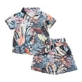thumbnail image 1 of shoper Boys Clothes Size 7 Crew Neck Trendy Short Sleeve Tops and Shorts Set Button Up Print Vacation Clothes 2pcs Boys Summer Beach Daily Outfit Light Pink 120, 1 of 3