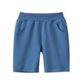 thumbnail image 1 of shoper Boys Cotton Shorts Kids Casual Elastic Drawstring Solid Color Summer Shorts with Pockets 5-14 Years Light Blue 120, 1 of 3