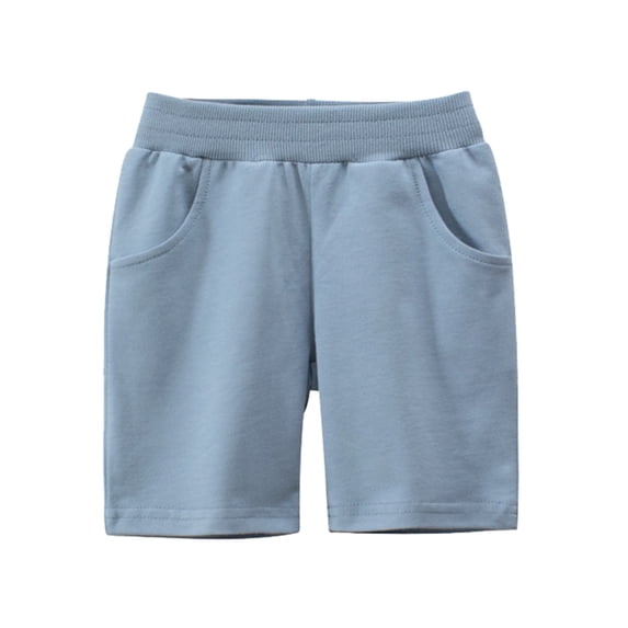 shoper Boys Cotton Shorts Kids Casual Elastic Drawstring Solid Color Summer Shorts with Pockets 5-14 Years Sky Blue 130