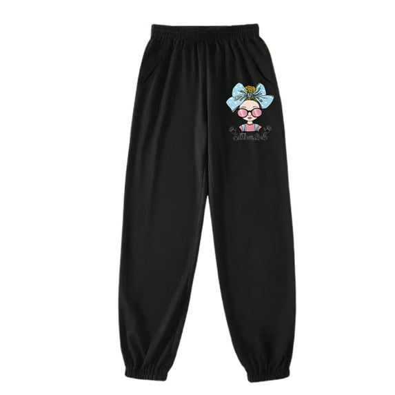 shoper Boys Girls Sweatpants with Pocket Graphic Print Athletic Elastic Waist Joggers Pants Unisex Toddler to Big Kid 3-12 Years Fall Winter Clothes Black2