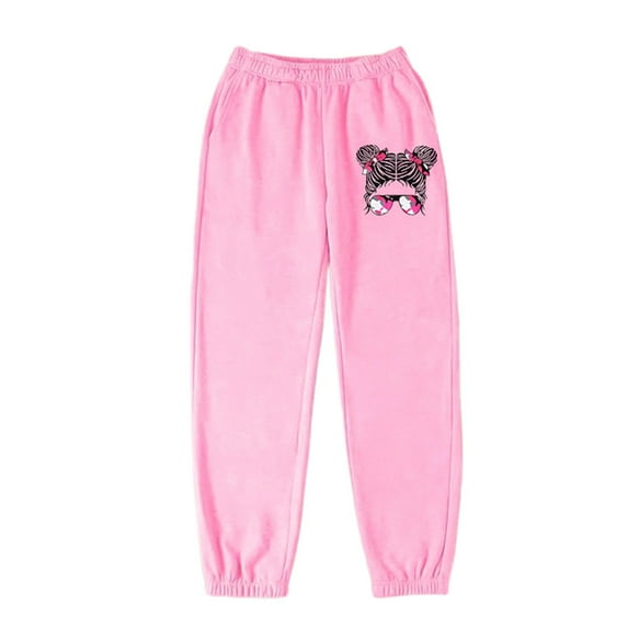 shoper Boys Girls Sweatpants with Pocket Graphic Print Athletic Elastic Waist Joggers Pants Unisex Toddler to Big Kid 3-12 Years Fall Winter Clothes Pink1
