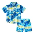 thumbnail image 1 of shoper Boys Hawaii 2 Piece Outfits Collared Shirts Button Down Shirt for Boys Short Sleeve Tops and Shorts Toddler Boys Summer Outfit Blue 130, 1 of 6