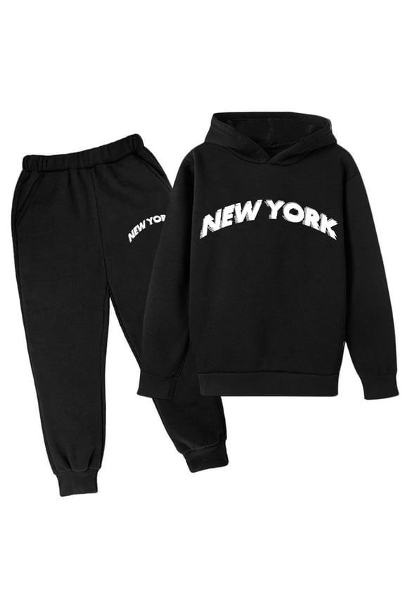 Boys Outfits Set Popular Kids Pullover Hoodie Sweatshirt and Sweatpants Casual Letter Print Long Sleeve Ensemble for Playful Youngsters 2023